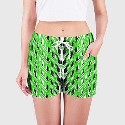 Шорты женские Зелёная техно броня, цвет: 3D-принт — фото 2