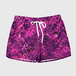 Шорты женские Абстрактная текстура тёмно-розовый, цвет: 3D-принт