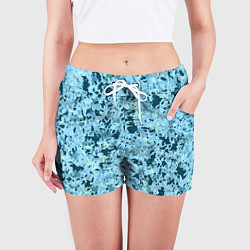 Шорты женские Абстракция бирюзовый, цвет: 3D-принт — фото 2