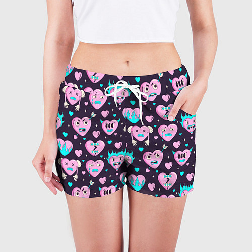 Женские шорты Паттерн с арт сердцами / 3D-принт – фото 3