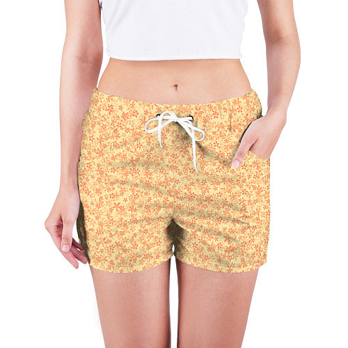Женские шорты Цветочный паттерн жёлтый / 3D-принт – фото 3
