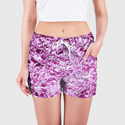 Шорты женские Сверкающая розовая фактура фольги, цвет: 3D-принт — фото 2