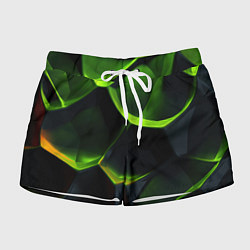 Шорты женские Green neon abstract geometry, цвет: 3D-принт