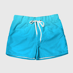 Шорты женские Мягкий градиент ярко-голубой, цвет: 3D-принт