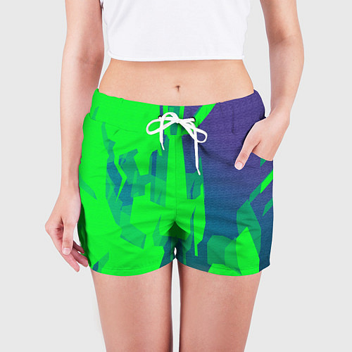 Женские шорты Зеленый фиолет / 3D-принт – фото 3