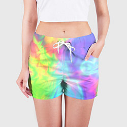 Шорты женские Яркий тай-дай абстракция, цвет: 3D-принт — фото 2