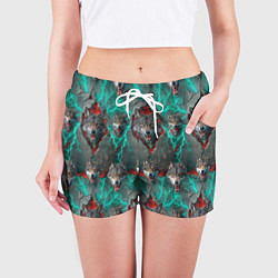 Шорты женские Паттерн из волков эпично, цвет: 3D-принт — фото 2