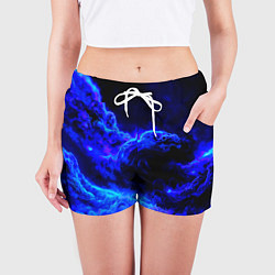 Шорты женские Синий густой дым - inferno blue, цвет: 3D-принт — фото 2