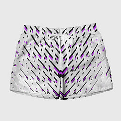 Шорты женские Black and purple stripes on a white background, цвет: 3D-принт