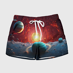 Шорты женские Космос и разные планеты, цвет: 3D-принт