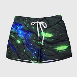 Шорты женские Разлом плит с зеленым свечением, цвет: 3D-принт
