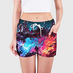 Шорты женские Абстрактные краски во взрыве, цвет: 3D-принт — фото 2