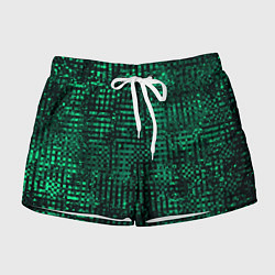 Шорты женские Чёрно-зелёный абстрактный, цвет: 3D-принт