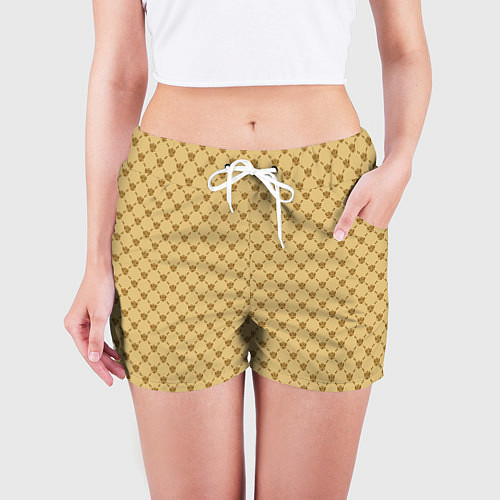 Женские шорты Паттерн орлы бежевый luxury / 3D-принт – фото 3