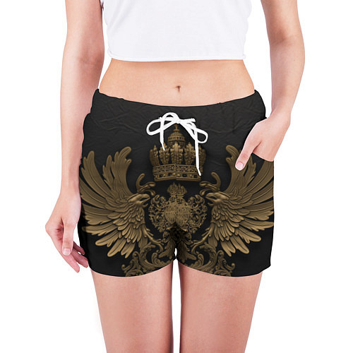 Женские шорты Золотые крылья с узорами / 3D-принт – фото 3