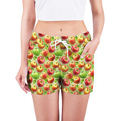 Шорты женские Натуральные яблоки паттерн, цвет: 3D-принт — фото 2