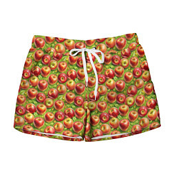 Шорты женские Румяные яблоки паттерн, цвет: 3D-принт