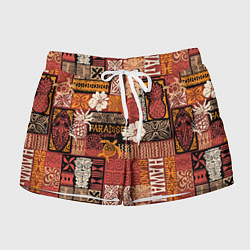 Шорты женские Гавайские острова - райский уголок, цвет: 3D-принт