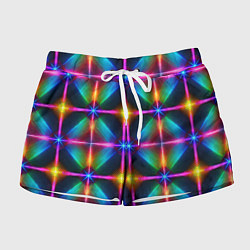 Шорты женские Неоновые лучи - калейдоскоп, цвет: 3D-принт