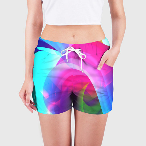 Женские шорты Неоновая абстракция градиент / 3D-принт – фото 3