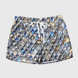 Шорты женские Хрустальные кристаллы - бриллиантовый блеск, цвет: 3D-принт