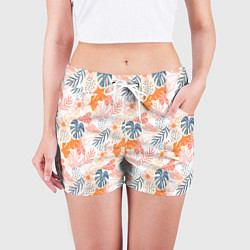 Шорты женские Паттерн узор листьев, цвет: 3D-принт — фото 2