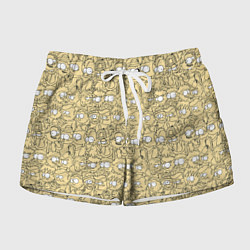 Шорты женские Дудл человечки носатые - паттерн, цвет: 3D-принт