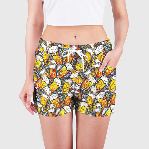 Женские шорты Граффити пиво пенное / 3D-принт – фото 3