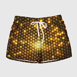 Шорты женские Металлические соты - роскошный блеск золота, цвет: 3D-принт