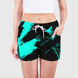 Шорты женские Неоновые краски текстура, цвет: 3D-принт — фото 2