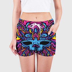 Шорты женские Skull tatoo steel, цвет: 3D-принт — фото 2