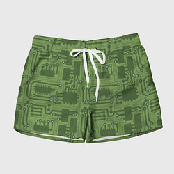 Шорты женские Милитари электронная плата, цвет: 3D-принт