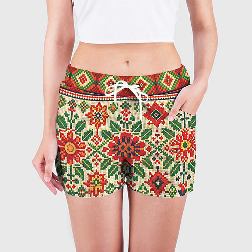 Женские шорты Славянский узор и орнамент / 3D-принт – фото 3
