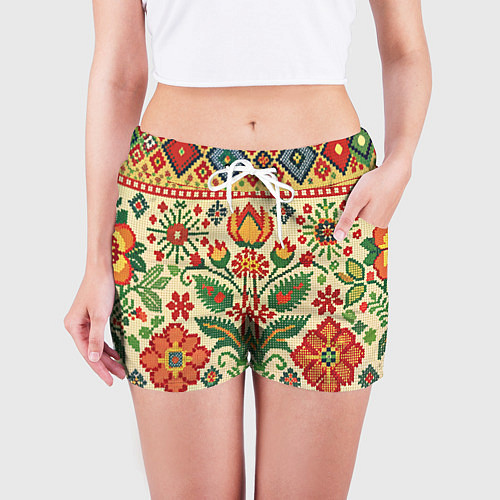 Женские шорты Славянский узор и орнамент / 3D-принт – фото 3