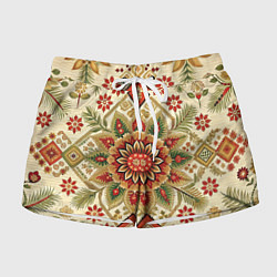 Шорты женские Русские классические узоры и орнамент, цвет: 3D-принт