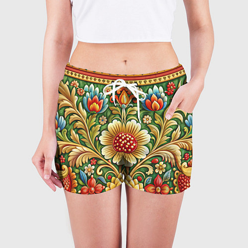 Женские шорты Стиль советского ковра узоры и орнамент / 3D-принт – фото 3