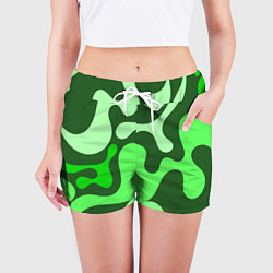 Шорты женские Камуфляж зеленый крупный, цвет: 3D-принт — фото 2