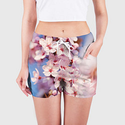 Шорты женские Цветущая сакура крупно, цвет: 3D-принт — фото 2
