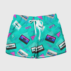 Шорты женские Бирюзовая кассета из 90-х, цвет: 3D-принт