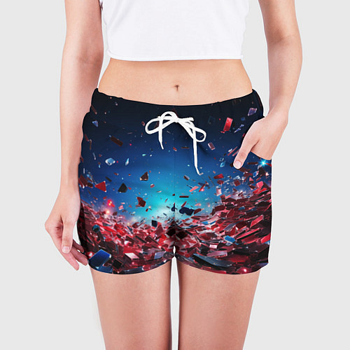 Женские шорты Осколки плит в движении / 3D-принт – фото 3