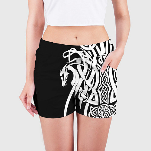 Женские шорты Языческий кельтский орнамент тату / 3D-принт – фото 3