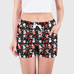 Шорты женские Кавайные чудаки на Рождество, цвет: 3D-принт — фото 2