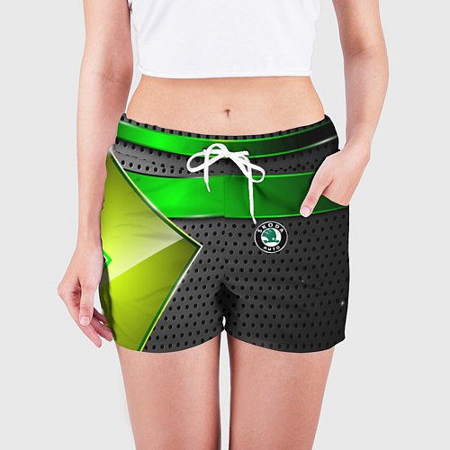 Женские шорты Skoda metal auto / 3D-принт – фото 3