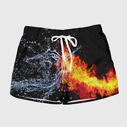Шорты женские Столкновения огня и воды, цвет: 3D-принт
