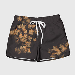 Шорты женские Осенние листья эффект, цвет: 3D-принт