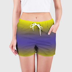 Шорты женские Градиент жёлто серый, цвет: 3D-принт — фото 2