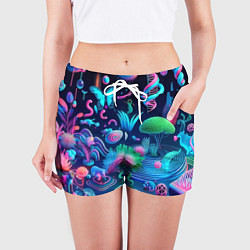 Шорты женские Фантастическая абстрактная композиция - сюрреализм, цвет: 3D-принт — фото 2