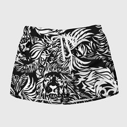 Шорты женские Лев и орел в виде узоров, цвет: 3D-принт
