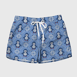 Шорты женские Вязаный узор с милыми пингвинами и скандинавским о, цвет: 3D-принт