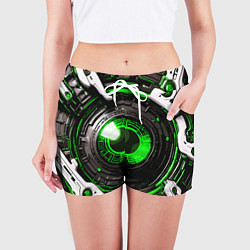 Шорты женские Зелёная сфера киберпанк, цвет: 3D-принт — фото 2